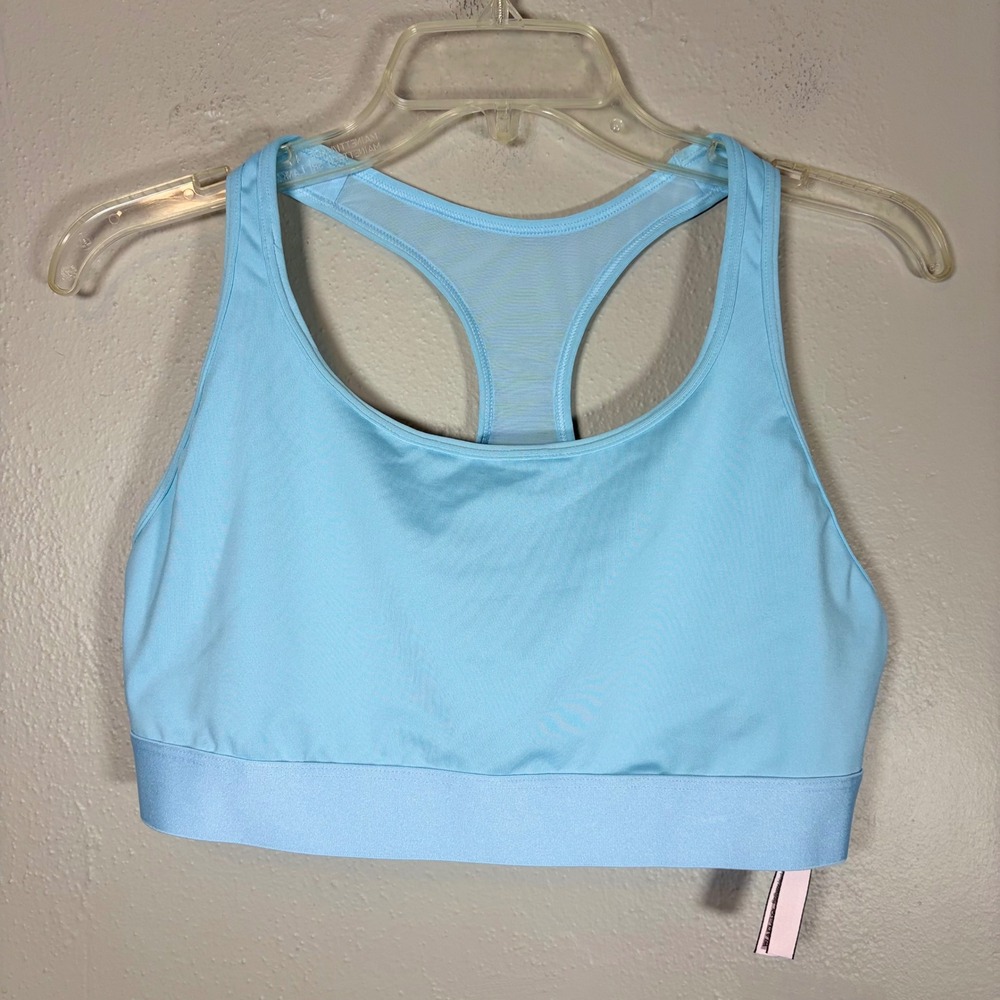Victoria's Secret Blue Racerback Mesh Panel Sports Bra 521337-QG2 Large